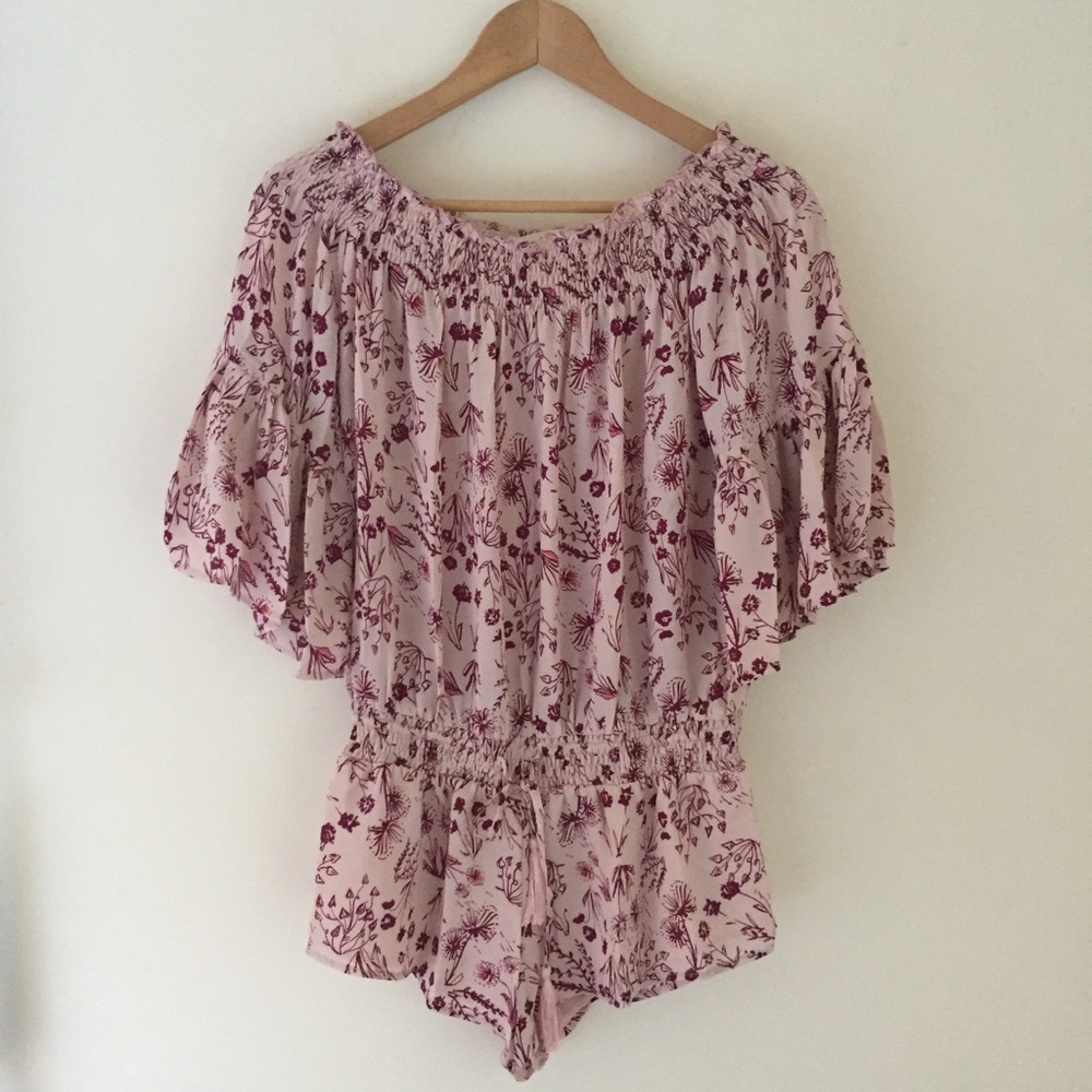 New | Nasty Gal | Off the Shoulder Floral Romper - Picture 2 of 4